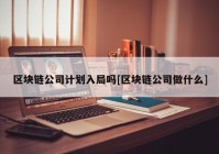 区块链公司计划入局吗[区块链公司做什么]